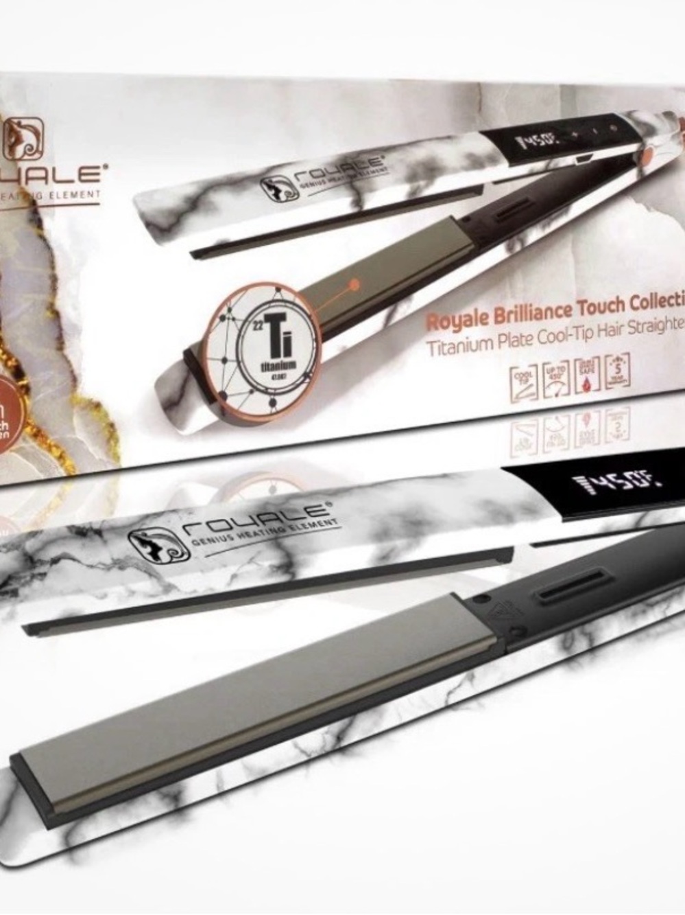 Royale Brilliance Touch Titanium Hair Straightener -White Marble New In Sealed